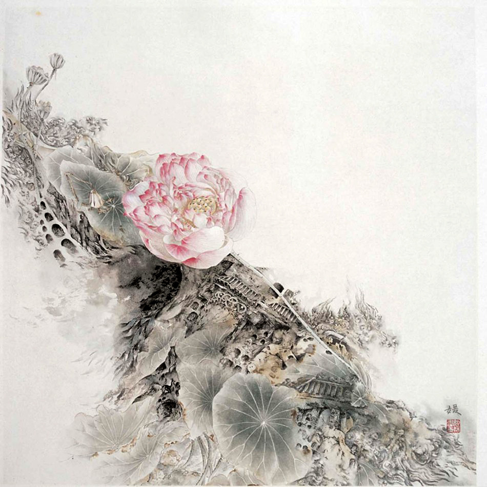 花之君子——当代画家姚媛笔下的工笔荷花风采