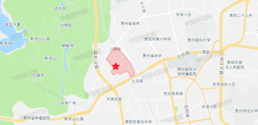 土地位置云岩区八鸽岩街道办事处,地块东至人民大道,南至北京路,北至