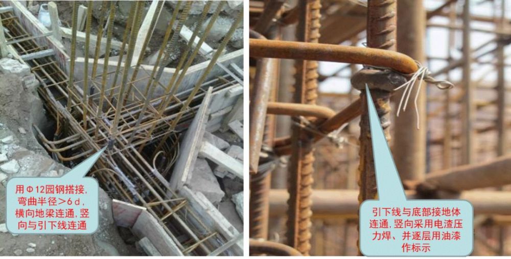 在施工阀板基础水平钢筋网时,直接将其水平钢筋焊接连通,焊接长度大于