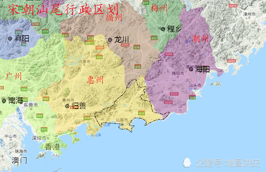 龙川郡治所归善县,位于今天的惠州市城区东北,也是如今惠州的前身.