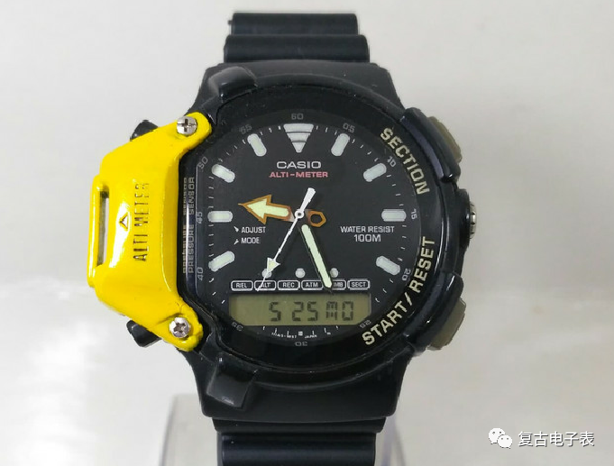推土机式的传感器双显登山表——casio alti-meter aw