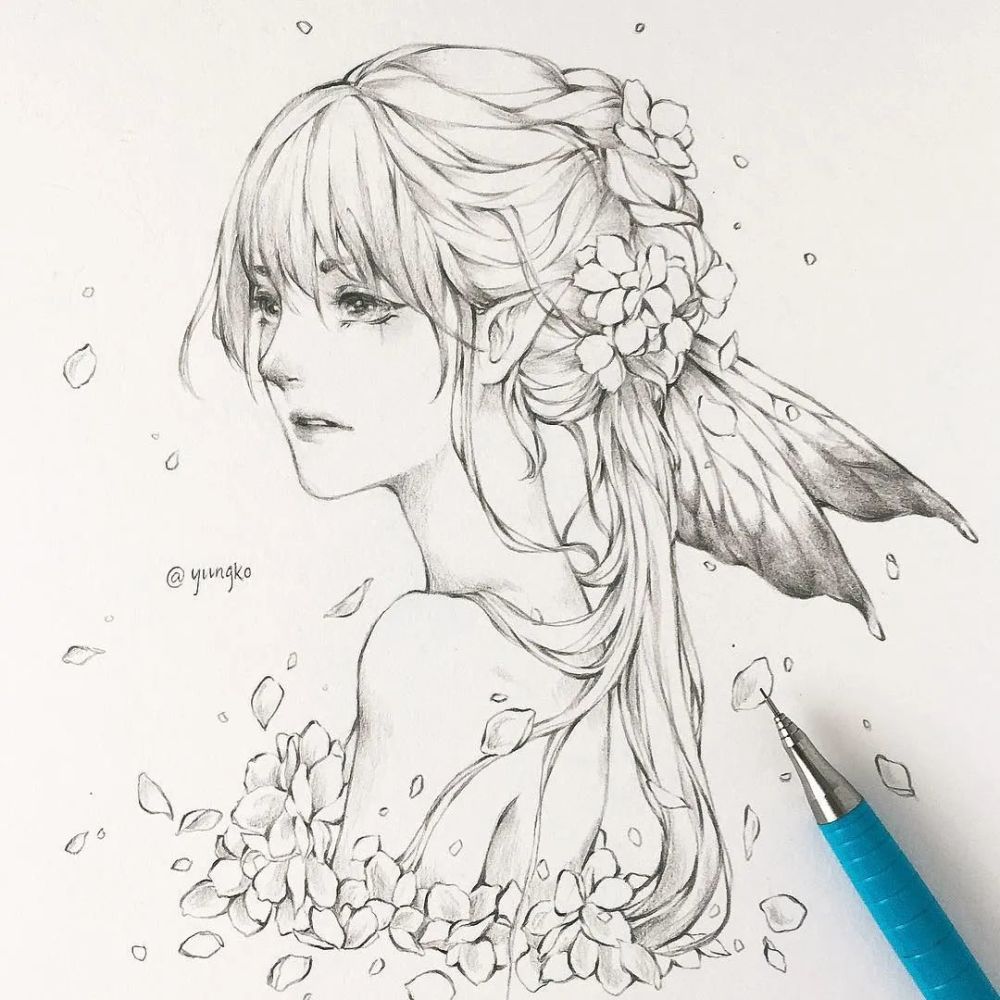 每天学一幅简笔画-手绘动漫女孩头像线稿～画起来