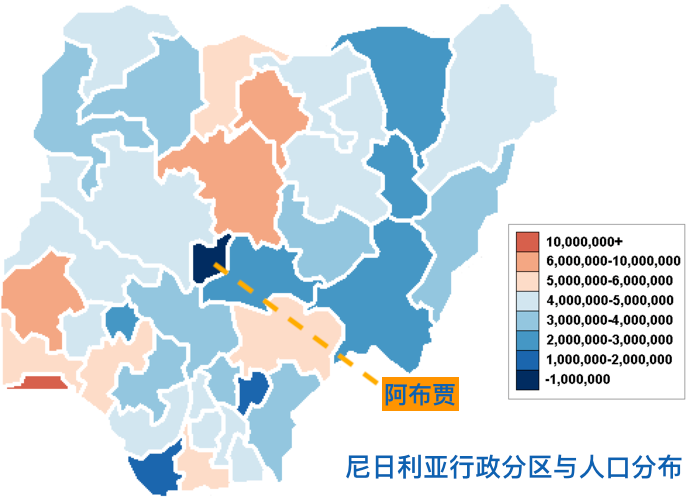 尼日利亚各州行政区划与人口分布.