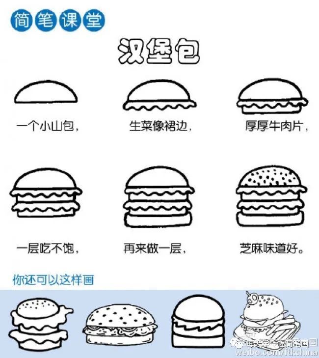 每天学一幅简笔画汉堡简笔画汉堡包简笔画汉堡包怎么画简笔画汉堡包