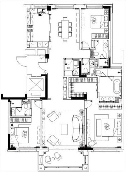 银城金陵玖园样板间 建面约200㎡户型图 紧邻中央路主干道 景观资源