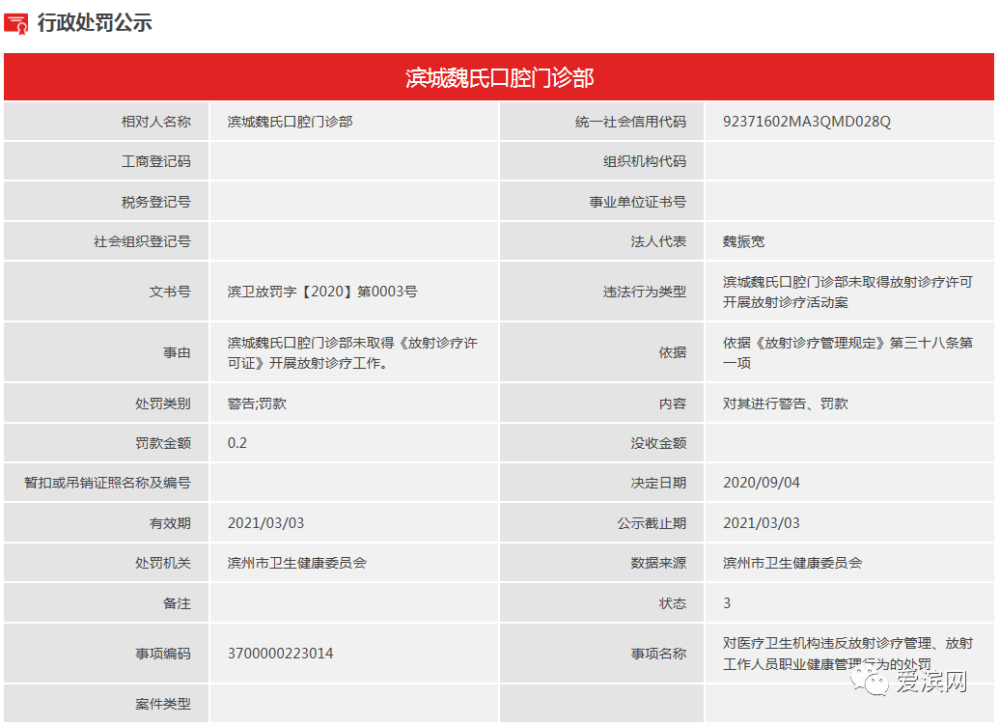 滨城魏氏口腔门诊部