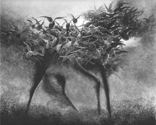 波兰黑暗画师:扬言去过地狱,画放大5倍,骷髅吹的乐器