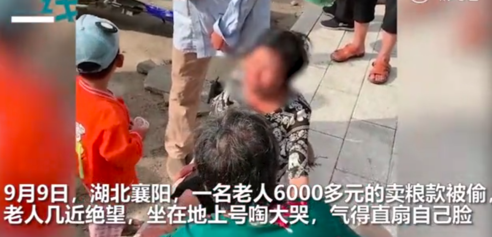 老人6000多元卖粮款被偷 坐地痛哭 自扇巴掌!