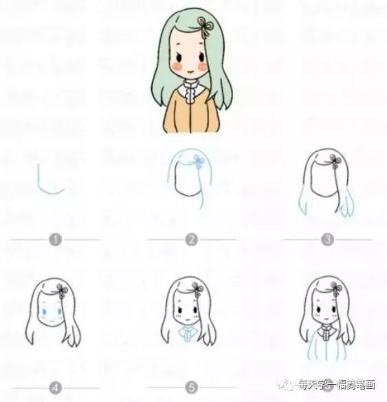 每天学一幅简笔画萌萌的少女简笔画教程