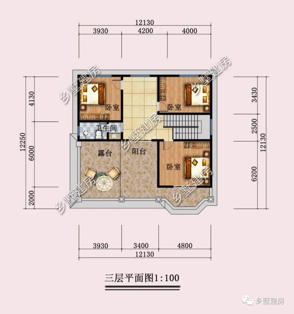 13x12.13米,三层欧式别墅,超大露台坐拥田园美景