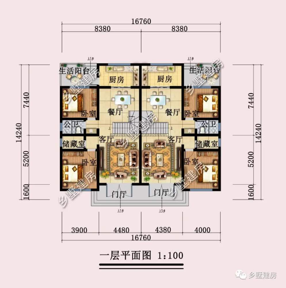 16米双拼别墅设计图,16宽12深兄弟双拼别墅 76x14.24米,双拼别墅建在农村,不用说什么,别人都很羡慕
