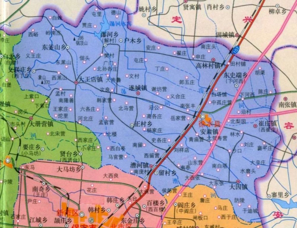 徐水实行乡改镇之前的地图