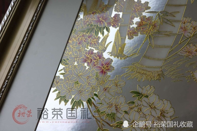 丁明鸿大师银版景泰蓝掐丝珐琅画《祥瑞富贵》孔雀图