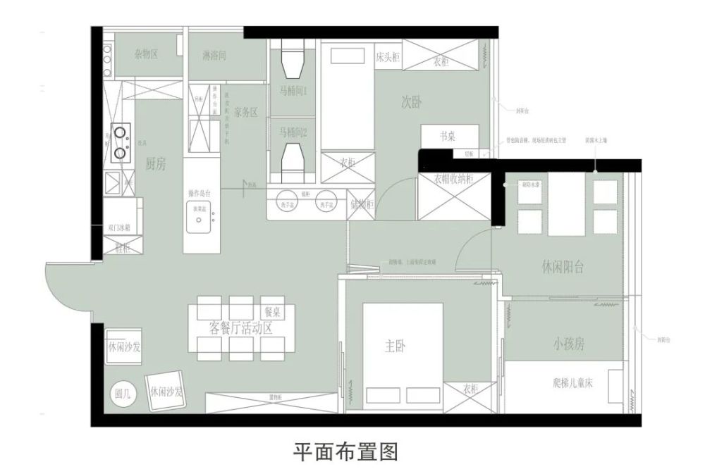 深圳装修设计 65㎡塞下三室两卫还有大岛台和超美阳台,她家把日式收纳