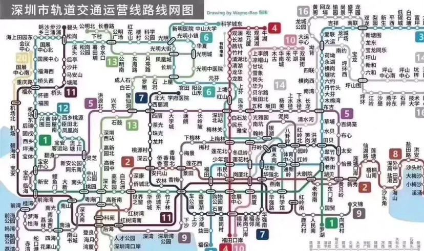 深圳2035年地铁规划,深圳地铁规划图2030年 羡慕啊,看看下图密密麻麻的深圳地铁规划图,到2035年,在这个面积只有