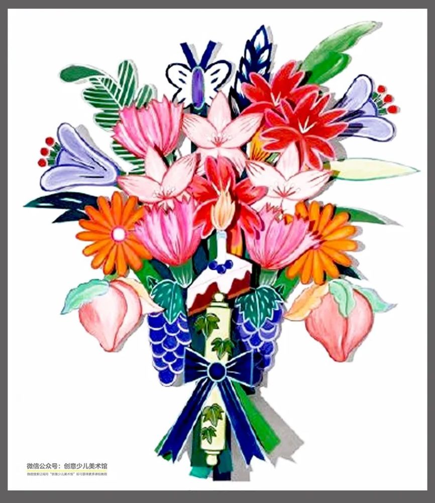 儿童画素材|用卡纸做一束超美丽的花!