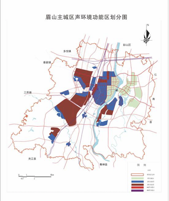 眉山市主城区声环境功能区区划出炉,你们小区的标准是多少?