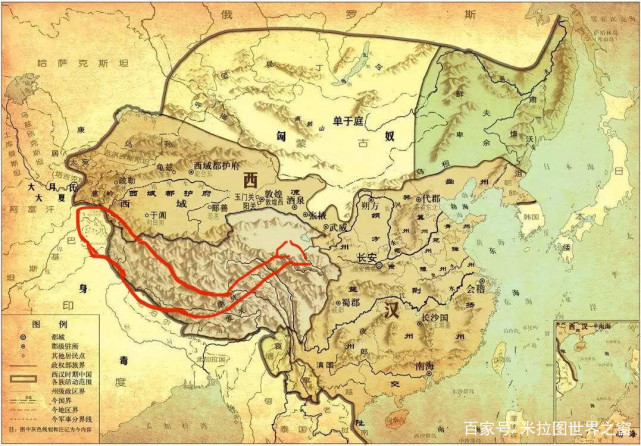 苏毗国鼎盛时期大致地图(红色区域)