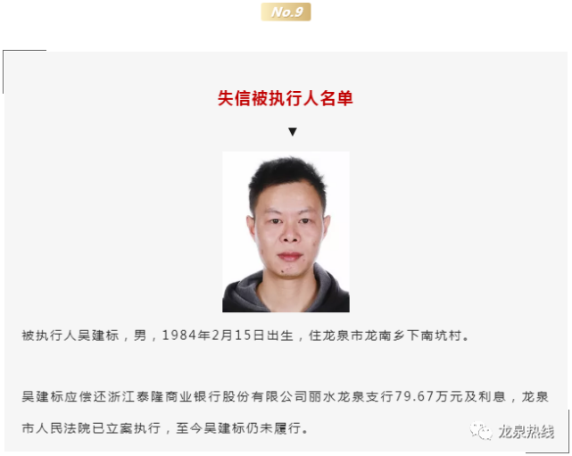 照片不打码龙泉又一批老赖被曝光你认识他们吗