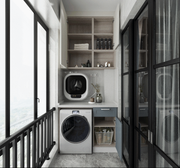 2020年最心动的小户型阳台设计,洗衣收纳一应俱全!