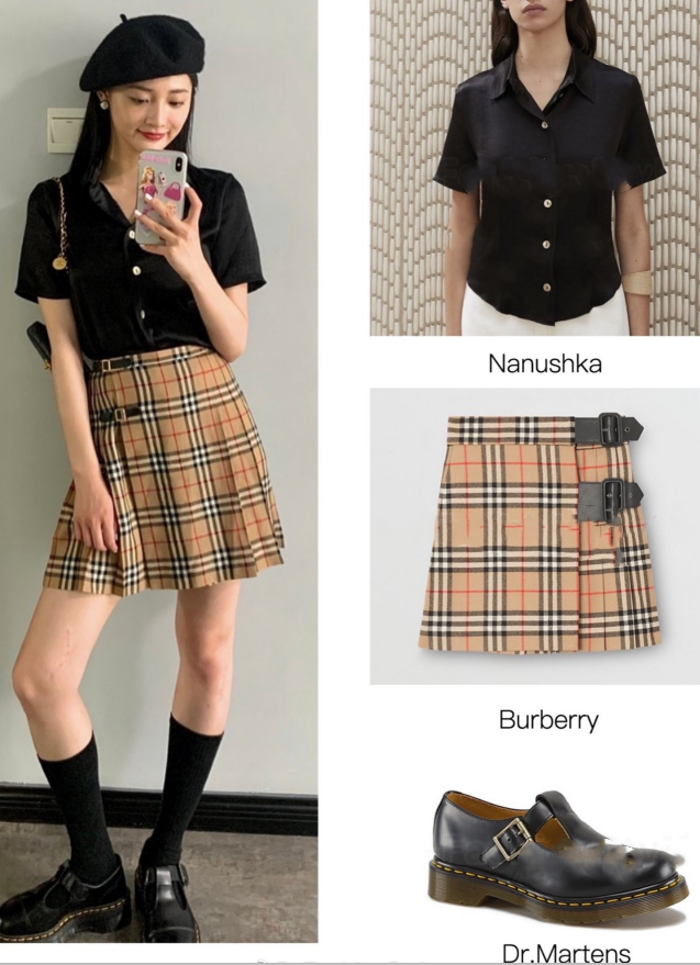 穿搭 look   :burberry百褶裙 dr.