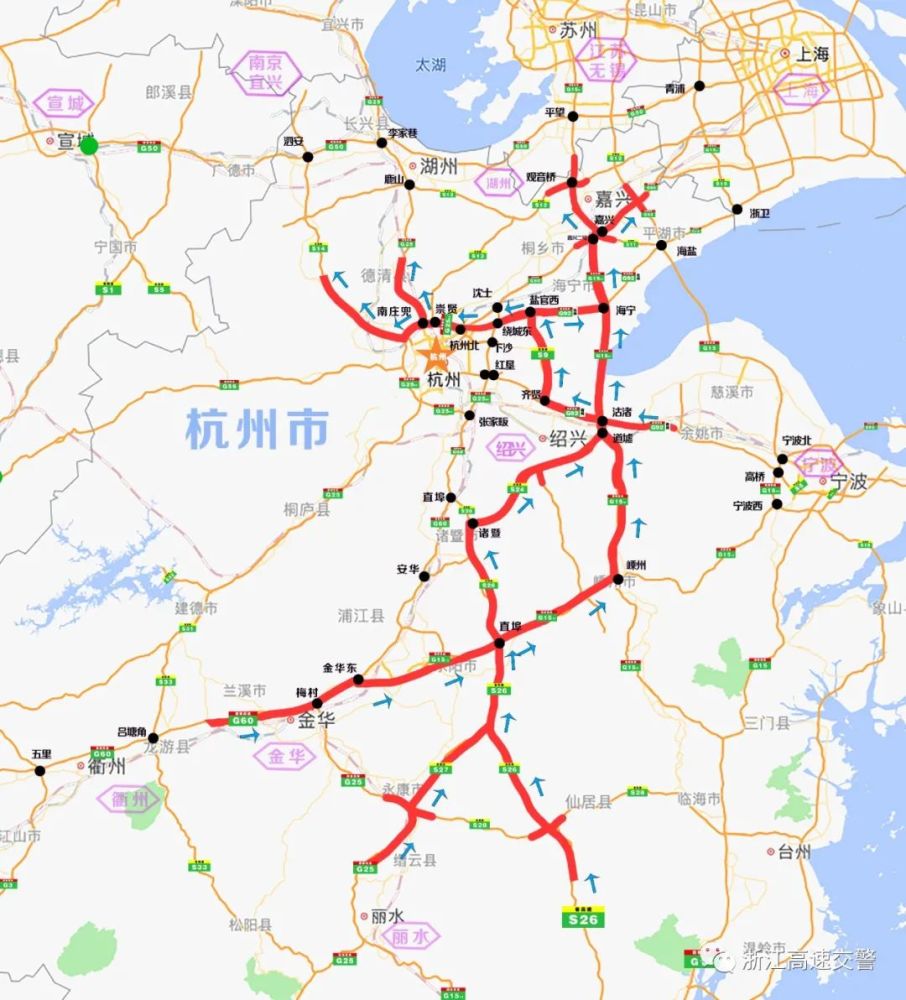 高速-g92杭甬高速-s9钱江通道-s16杭浦高速/s14杭长高速-g25杭宁高速