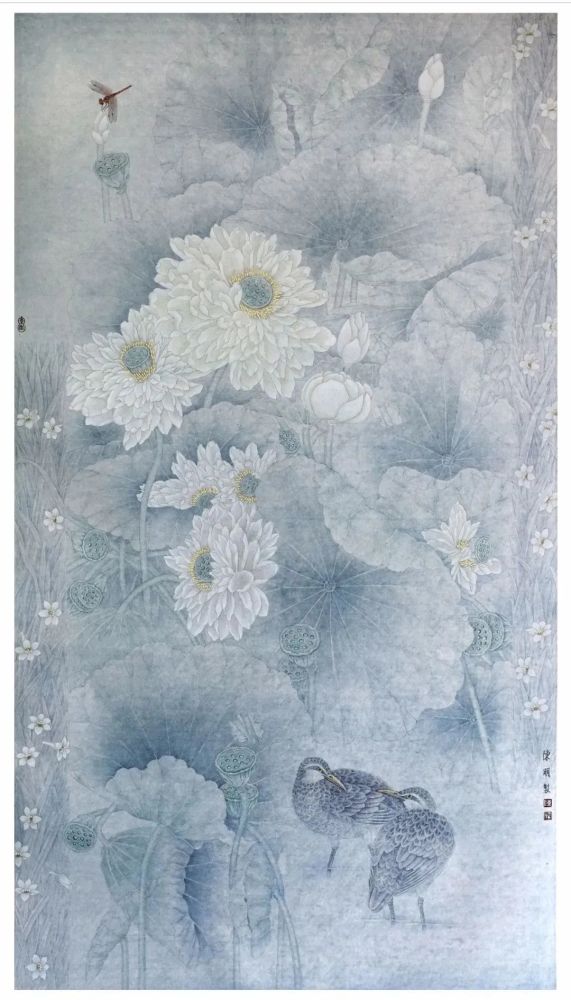 陈明 美术作品工笔画《荷塘雾韵》 入选2012年中国当代花鸟画展