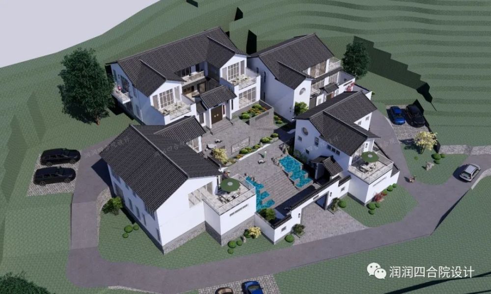 湖南四户合建现代轻中式四合院养老合院群—润润四合院设计刘鹰作品
