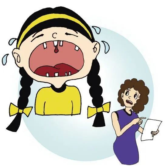 摔断牙齿的10岁女孩儿; 骑车冲到下坡路上 把门牙摔得稀碎的7岁小
