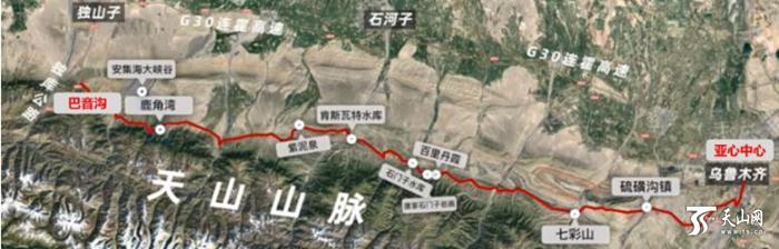 s101线乌鲁木齐至巴音沟路线图.