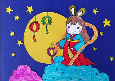 中秋节主题儿童画,祝大家中秋节快乐