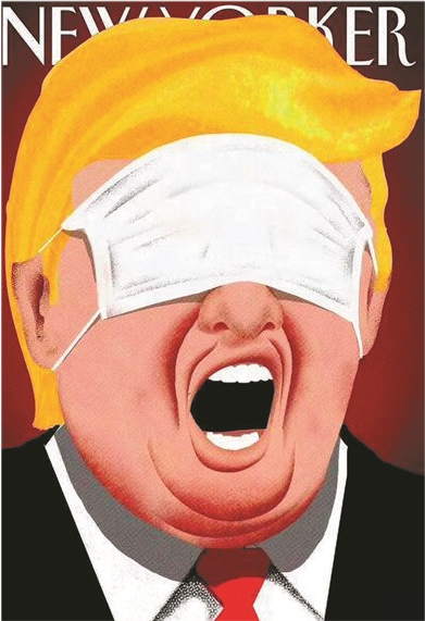 网民绘画特朗普戴口罩漫画