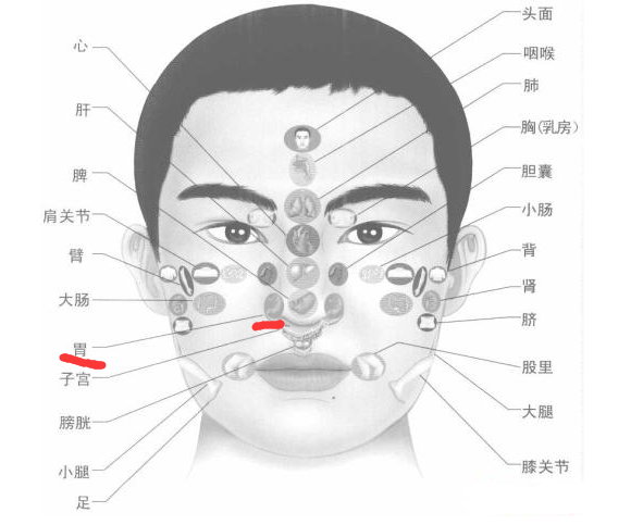 嘴唇起泡,鼻翼两侧泛红的艾灸调节法