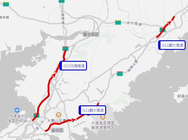 返程方面,鹤大高速公路名阳至大连湾入市方向 10 月 7 日下午至 10 月