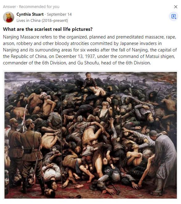 美版知乎现实生活中最可怕的照片是什么网友介绍南京大屠杀