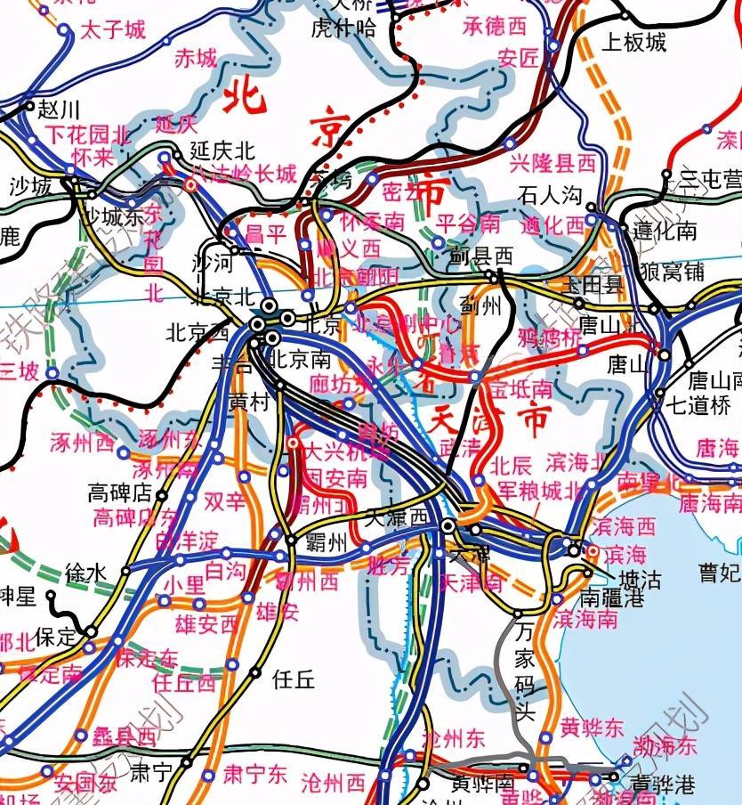 2020版京津冀铁路规划图:石家庄依旧,滨海雄安衡水成枢纽