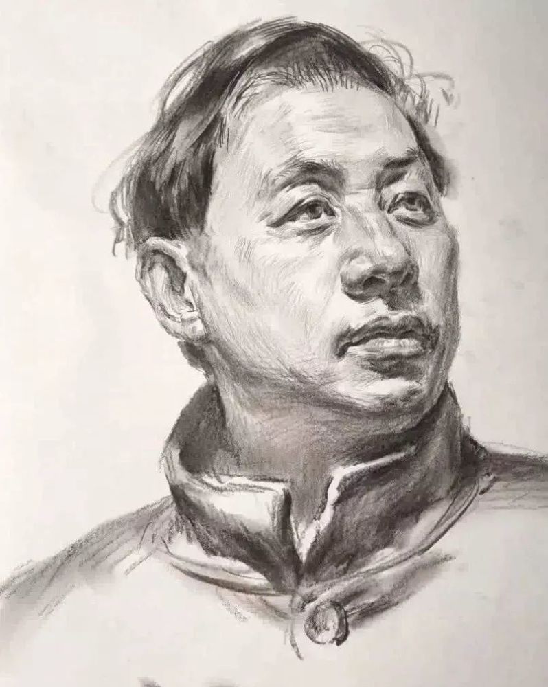 教程|教你画标准式四分之三侧男中年素描头像