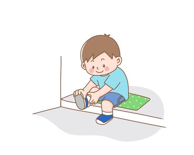 别的小孩等着老师喂饭,自己却可以自己吃,别的小孩子不会穿鞋干着急