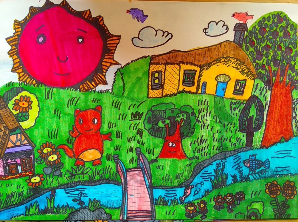 儿童画,素描教学,面对白纸有想法有办法,如果这样不行