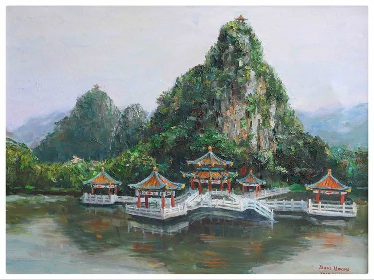 油画《七星岩》-万泉