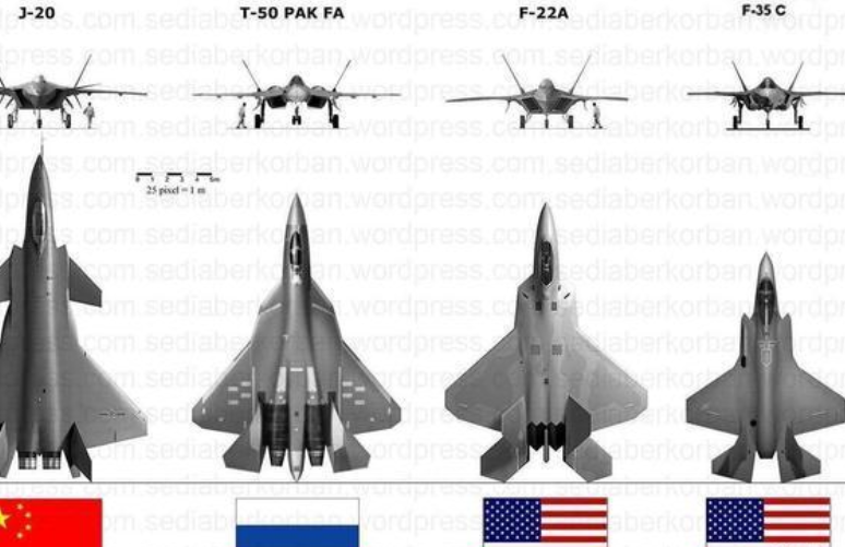 关于歼20,f22,苏57和f35的对比,让你清楚了解,它们差距在哪