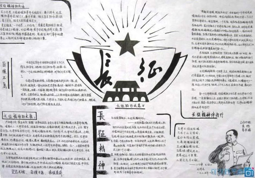 长征精神手抄报,弘扬长征精神,传承红色基因,争做时代