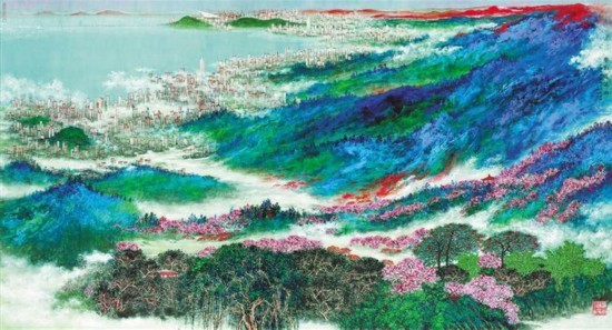 深圳画家绘《春到莲花山》