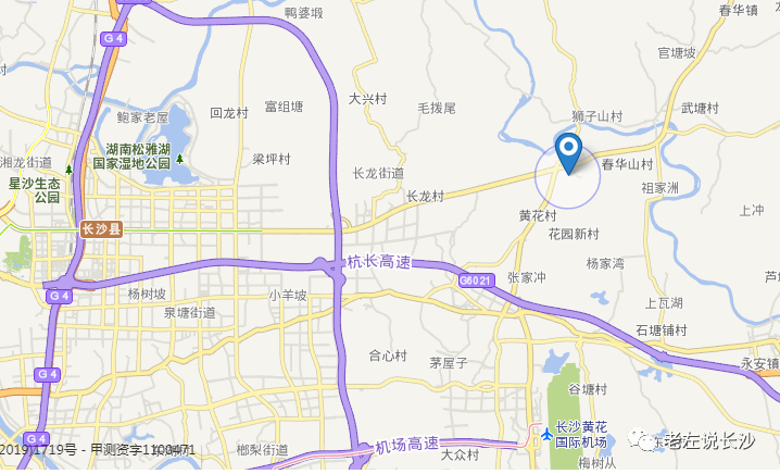 根据宗地地图显示,该宗地块靠近长沙县黄花镇黄花村,周边荒凉,多为