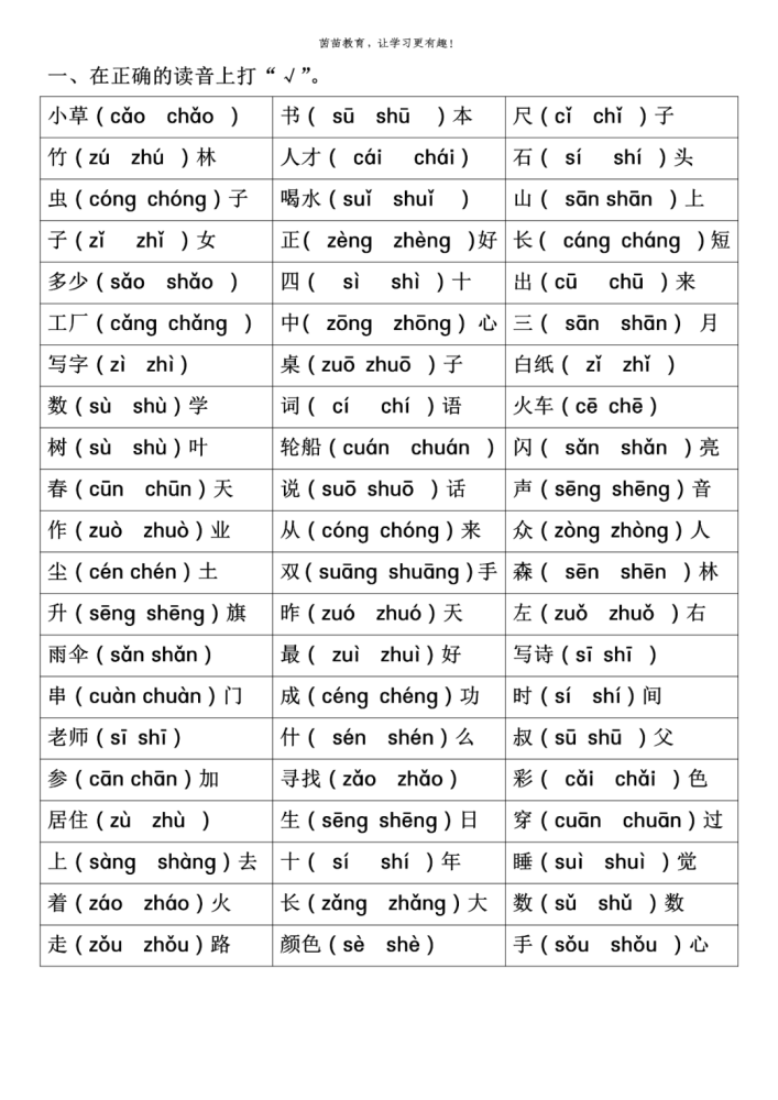 如果孩子前鼻音和后鼻音不分,那么就可以把课本里面的前鼻音和后鼻音