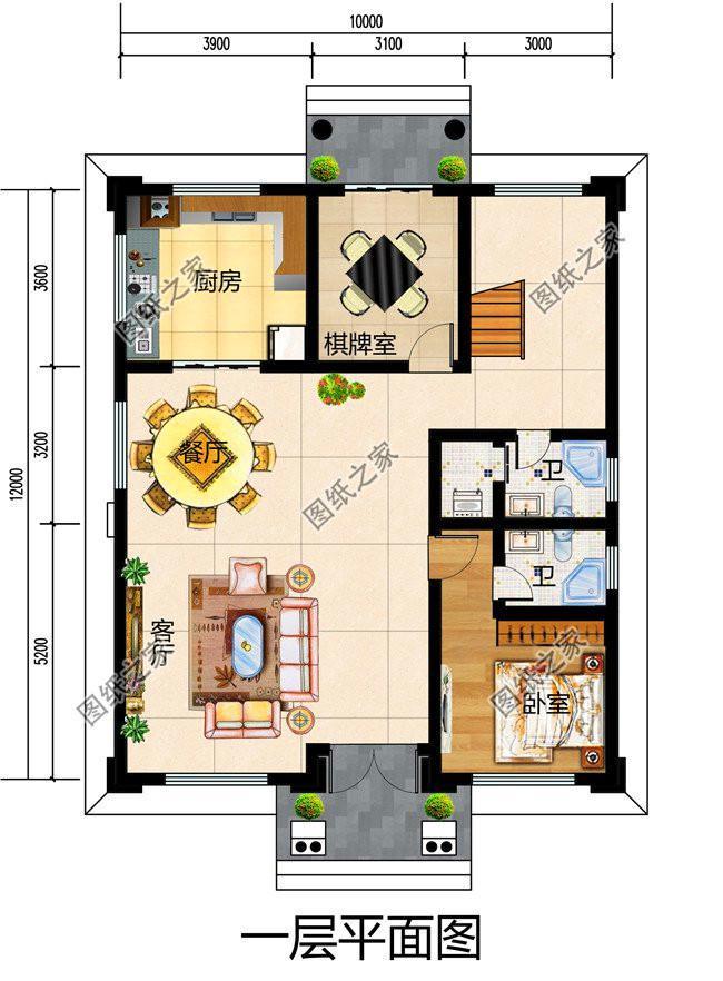 户型四:三间三层楼房设计图,理想住宅 图纸介绍:这款户型简直就是农村