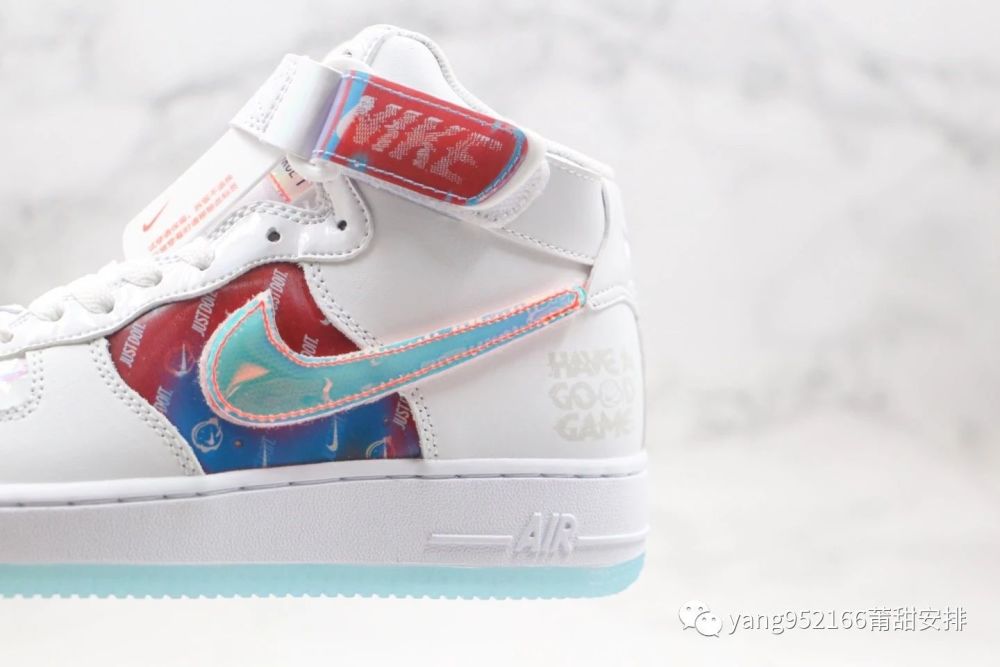 耐克nike air force 1高帮空军一号电玩像素炫彩镭射换钩