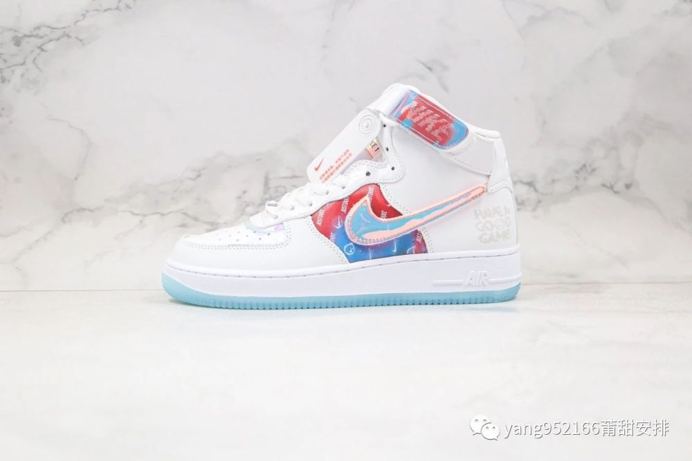 耐克nike air force 1高帮空军一号电玩像素炫彩镭射换钩