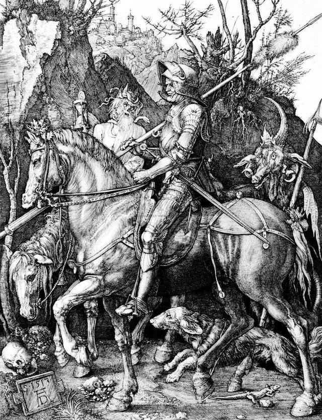 焦小健《丢勒的死神与骑士》布面丙烯 70x60cm 2020在焦小健的画里