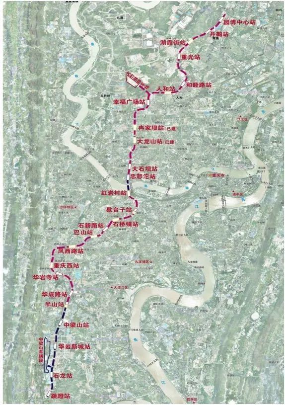 线走向示意图轨道4号线西延工程,18号线北延工程均纳入《重庆市城市